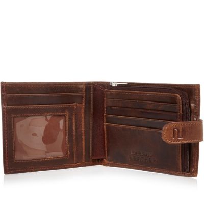 Brown leather chevron block wallet